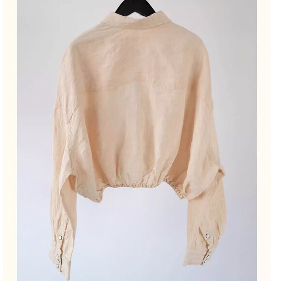 NWT R13 Crossover Utility Bubble Shirt Maize Linen Chambray Light Yellow - Picture 6 of 9